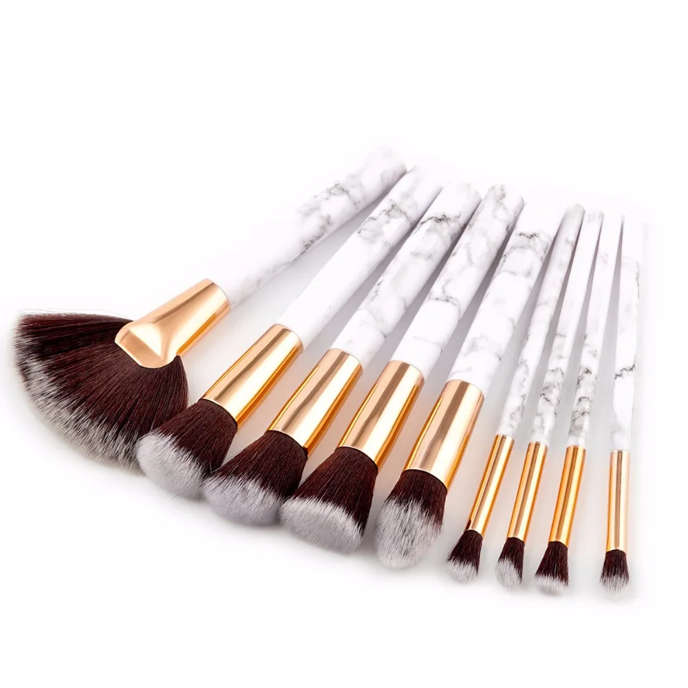 

9Pcs/Set Marbling Handle Eye Shadow Eyebrow Lip Eye Make Up Brush Professional Makeup Brushes Comestic Tools pincel maquiagem