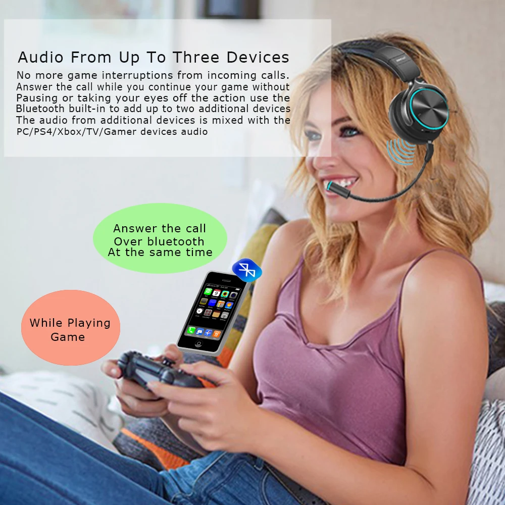 الذكية BT الضوضاء الغاء سماعة استيريو ومايك سماعة بلوتوث لاسلكية سماعات للألعاب ، PS4 ، Xbox ، التلفزيون ، PC ، استوديو ، الصوت ، ألعاب ، الهاتف الم... الذكية BT الضوضاء الغاء سماعة استيريو ومايك سماعة بلوتوث لاسلكية سماعات للألعاب ، PS4 ، Xbox ، التلفزيون ، PC ، استوديو ، الصوت ، ألعاب ، الهاتف الم...