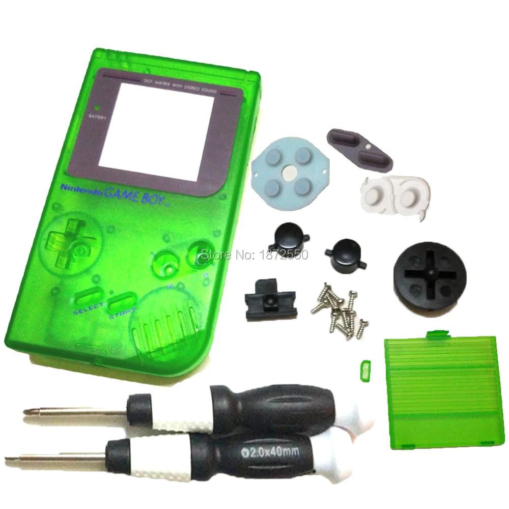 

New Transprent Green Color Housing Protector Cover For GBO GameboyGB DMG Retro Game Console Shell Boy DIY With x/y Screwdrivrs