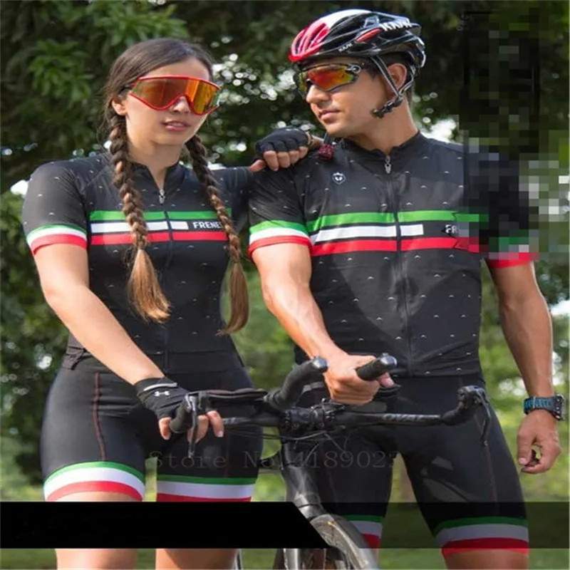 FRENESI new style jumpsuit 2019 Army green mosaic couple models Women cycling Skinsuit men bike tights triathlon suit Colombia