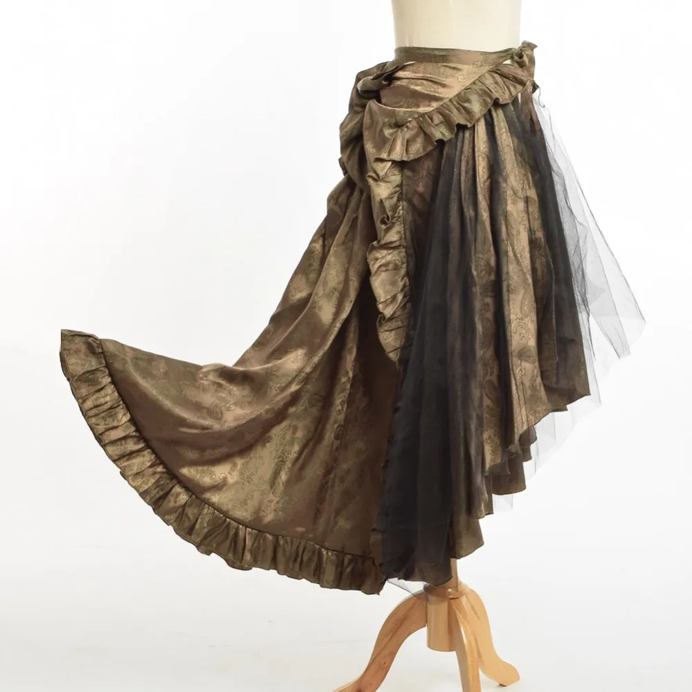 Женщины Викторианская Гота Шартрез Флаг Сумасшедшая юбка Саронг