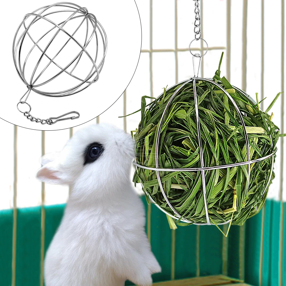 

Small Pet Rabbit Toys Stainless Steel Round Sphere Feed Dispense Exercise Hanging Hay Ball Hamster Rabbit Guinea Pig Pet Toy