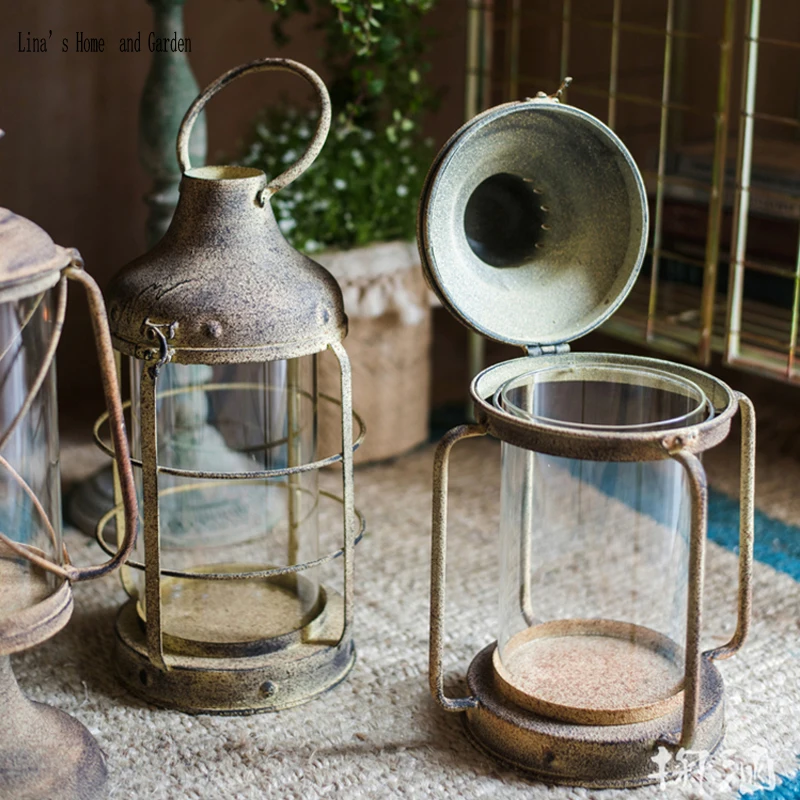 attractive handmade antique metal glass candle holder lantern