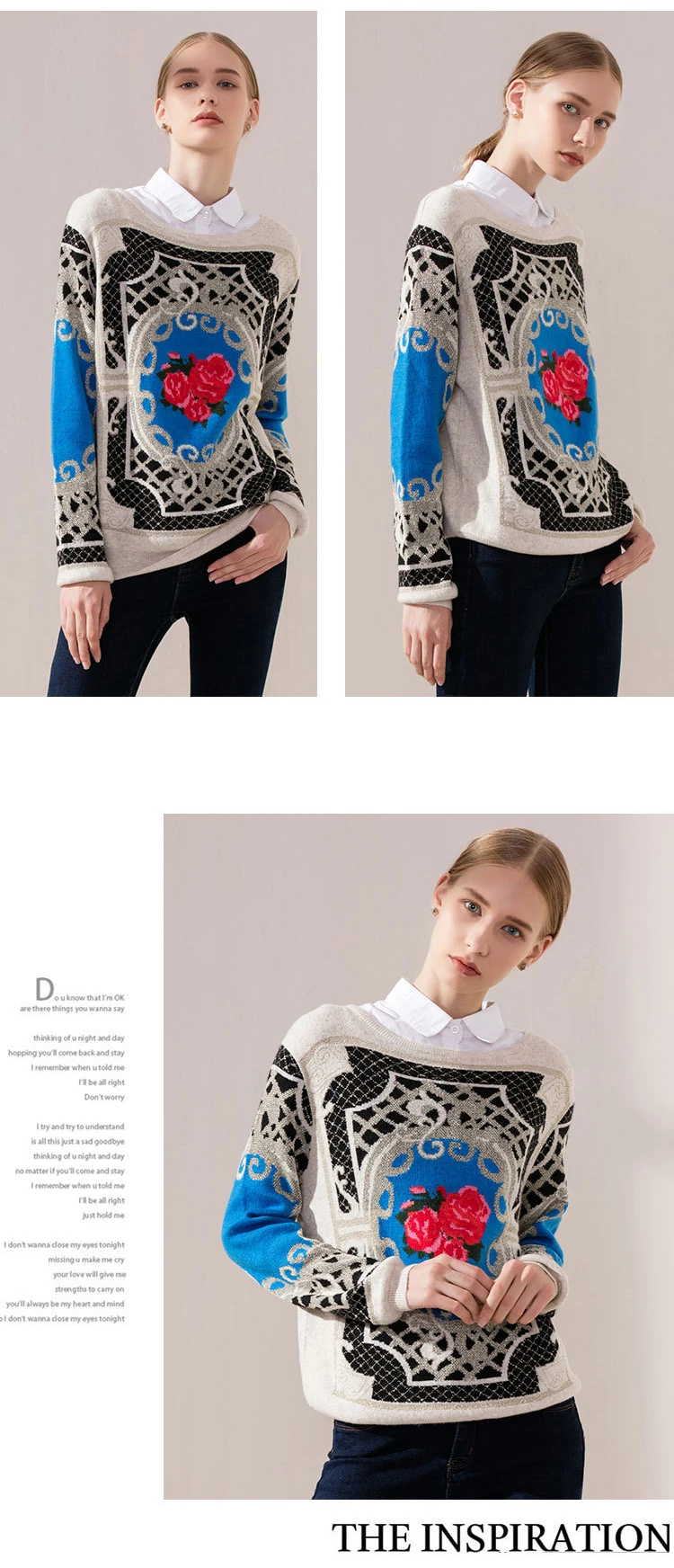 Autumn and winter new Korean loose women's sweater long-sleeved round neck print ladies pull the knit shirt (4)