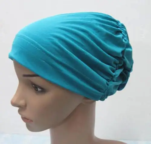 Новые женские колпачки исламские подшарф шляпа мусульманский цветок подшарф хиджаб головные уборы - Цвет: 13 sky blue