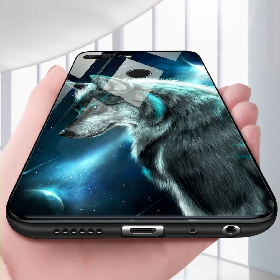 Luxury Tempered Glass Case For Huawei Honor 9 Lite 9 10 Animal Pattern Case on Huawei Mate 10 Lite P20 Lite Pro P Smart Enjoy 7s (9)