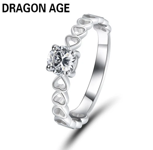 Heart Design Square Crystal Rings For Women Girl Cubic Zircon Fashion Jewelry Finger Circlet With Stones Valentine's Day Gift |