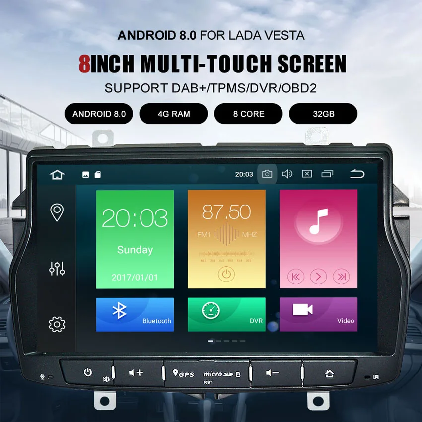 KANOR Android 8,0 Восьмиядерный 4+ 32g 2din автомобильный DVD кассетный плеер для Lada Vesta с wifi SWC Bluetooth двойной din мультимедийный ПК