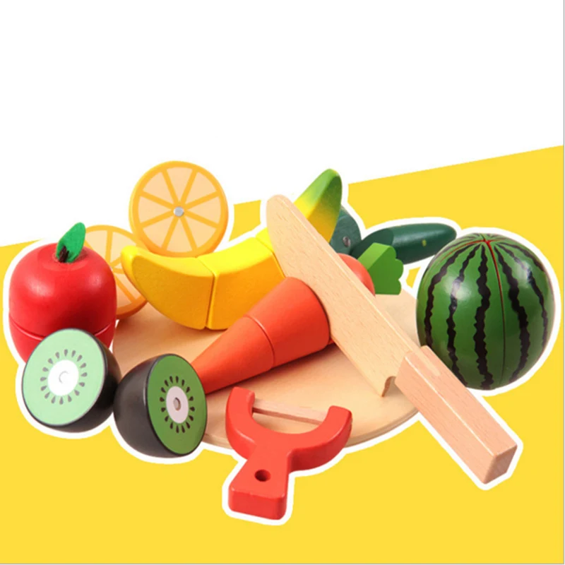 Деревянные фрукты овощи блоки игрушки игровой дом Монтессори строительные блоки n деревянные обучающие игрушки для детей - Цвет: wooden vegetable