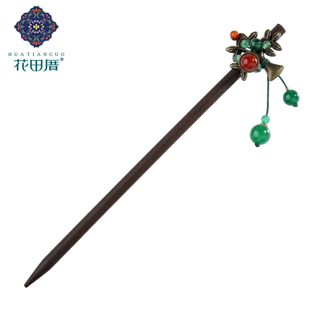 

Ethnic Handmade Wood Bronze Plated Tree Hair Sticks with Red n Green Agat e Tree Hair Sticks for Women Hair Accessories FZ-18028