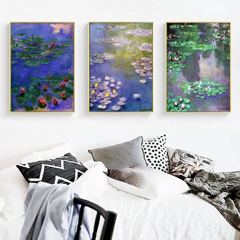 Impressionist Wall Art Canvas Oil Painting Monet Lotus Flowers Posters And Prints Wall Picture For Marvel Living Room Decoration