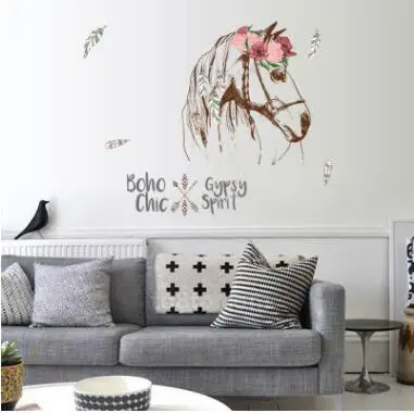 Лошадь стикер шик Home Decor животных цыганский дух настенные голова лошади