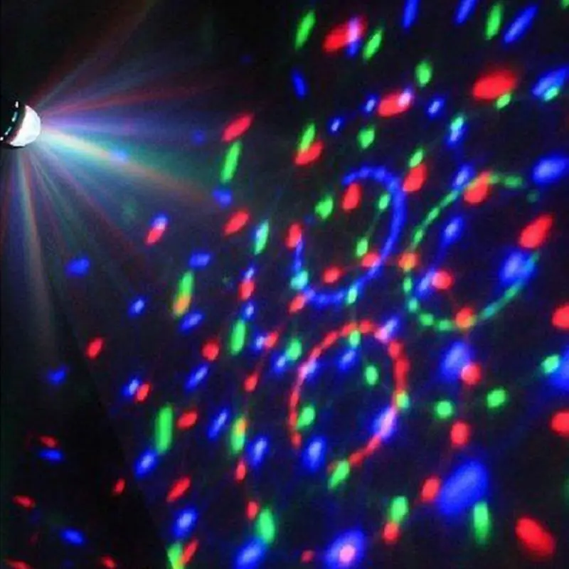 Мини E27 3W светодиодные сценические лампы RGB с автоматическим вращением проектор