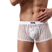 Сексуальные большие сетчатые полые мужские короткие штаны, универсальные сетчатые кроссовки нижнее белье, мужские трусы боксеры, мужские боксеры