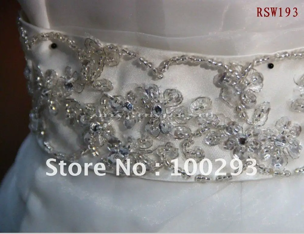 RSW193 бисерный пояс Пышная юбка органза бальное платье с рюшами Свадебные платья
