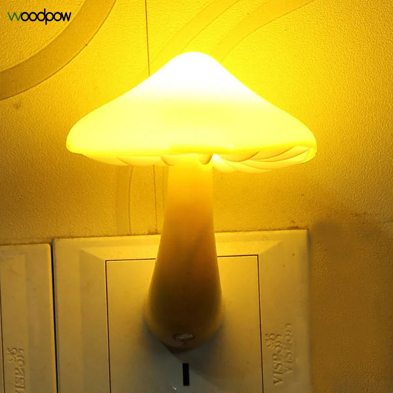 

Woodpow LED Light Sensor Mushroom Night Lights Atmosphere Lamp Auto Light EU/US Wall Socket Bedside Light Kids Baby Gift Lamp