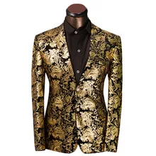 Новинка брендовая одежда роскошный золотой Костюмы Для мужчин S печати Блейзер Повседневное цветочный jaqueta де Luxo Блейзер Куртки для Для мужчин