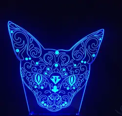 Кошка голова 3D светодиодный USB лампа 7 цветов Изменение Leopard ночник животных Уход за кожей лица настольная лампа Дети Игрушечные лошадки