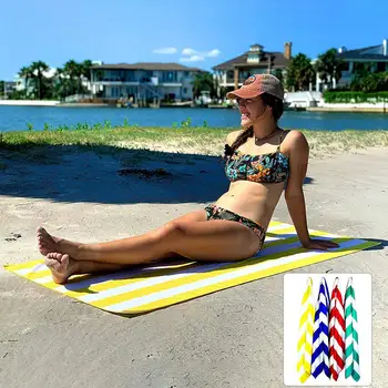 

HOT SALE! Quick-dry Striped Printing Beach Towel Microfiber Sand Non-stick Soft Bath Cloth