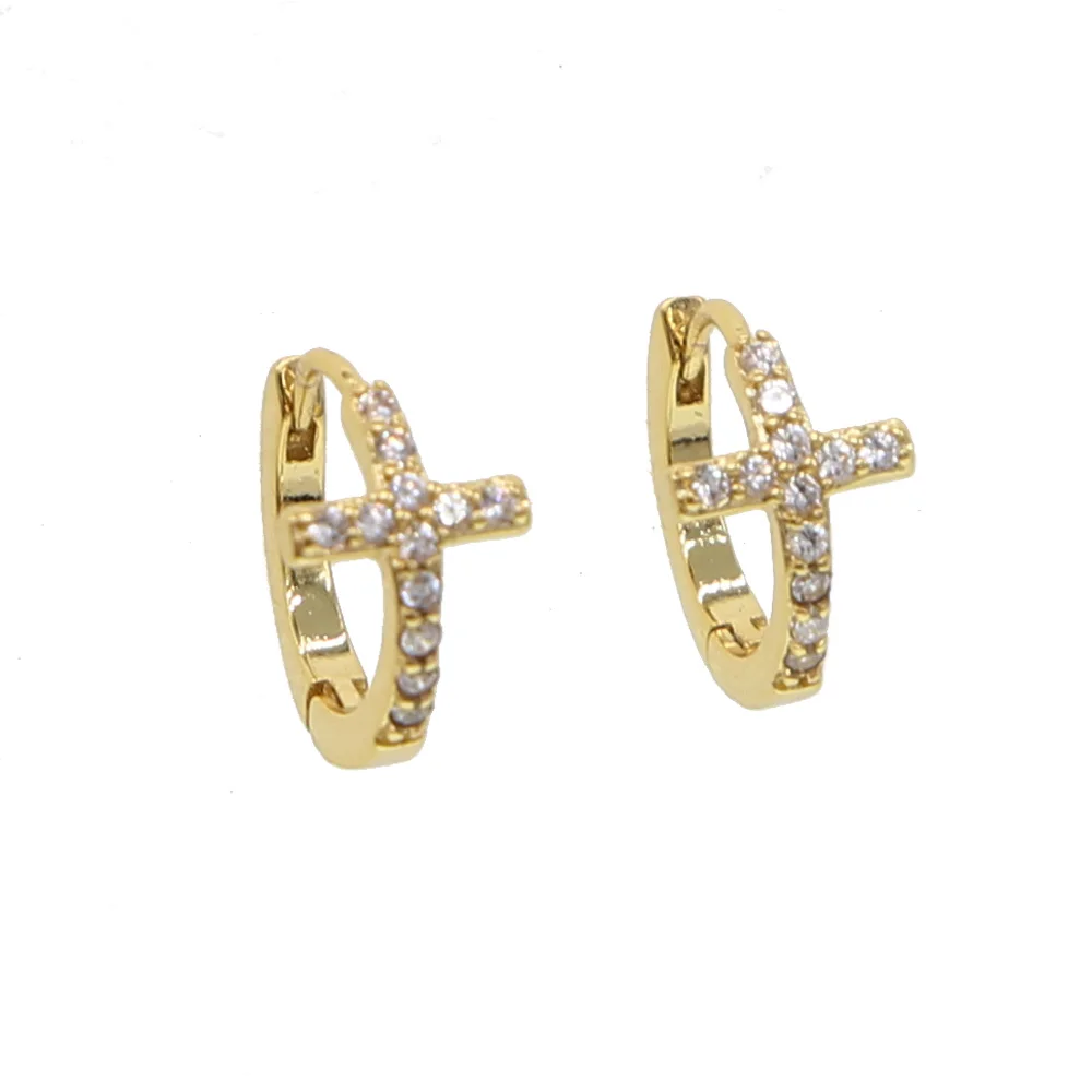 Милые Новые Романтические маленькие серьги-кольца в форме Креста золотого/серебряного цвета для женщин, вечерние, подарок для подруги