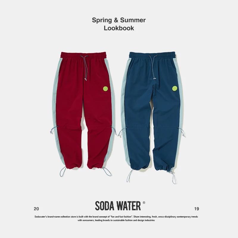 

SODA WATER Ankle Drawstring Pants Skateboard Hip Hop Trousers Male High Street Cotton Cargo Pants Men Sweatpants 9335S