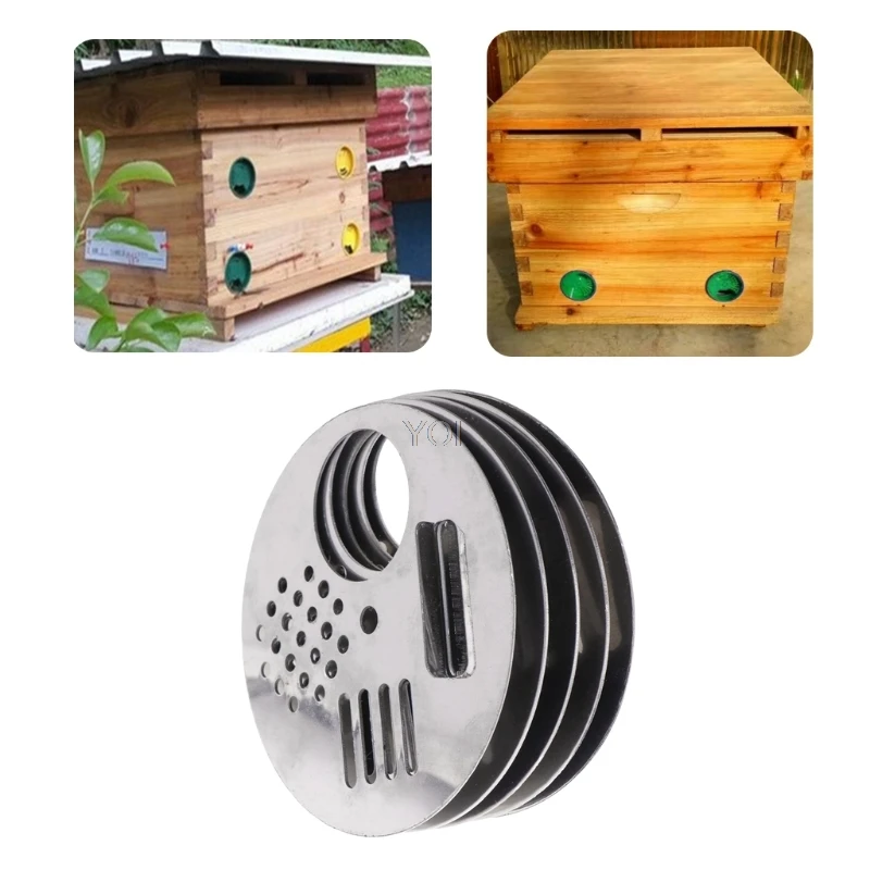 

5Pcs Bee Box Door Cage Stainless Steel Round Hive Hole Beekeeping Nest Equipment