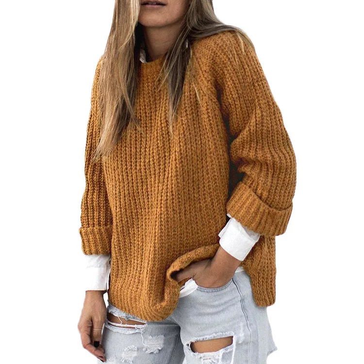 Danjeaner осень зима женские вязаные свитера модные одноцветные облегающие теплые толстые пуловеры Pull Femme джемпер - Цвет: brown