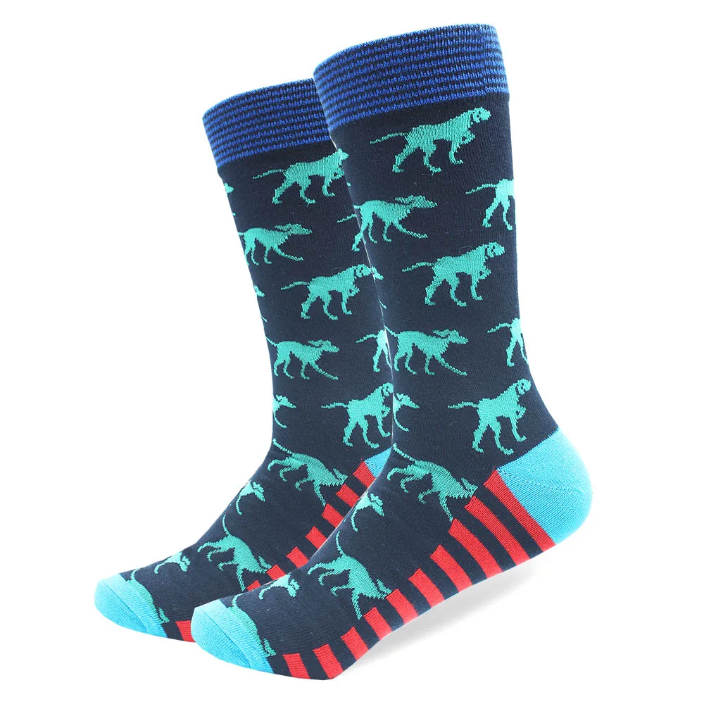 10 пар/лот чесаные хлопковые носки мужские длинные носки с забавными акулами, креветками, китами, животными, носки высокого качества, повседневные носки - Цвет: dog(10 pairs)