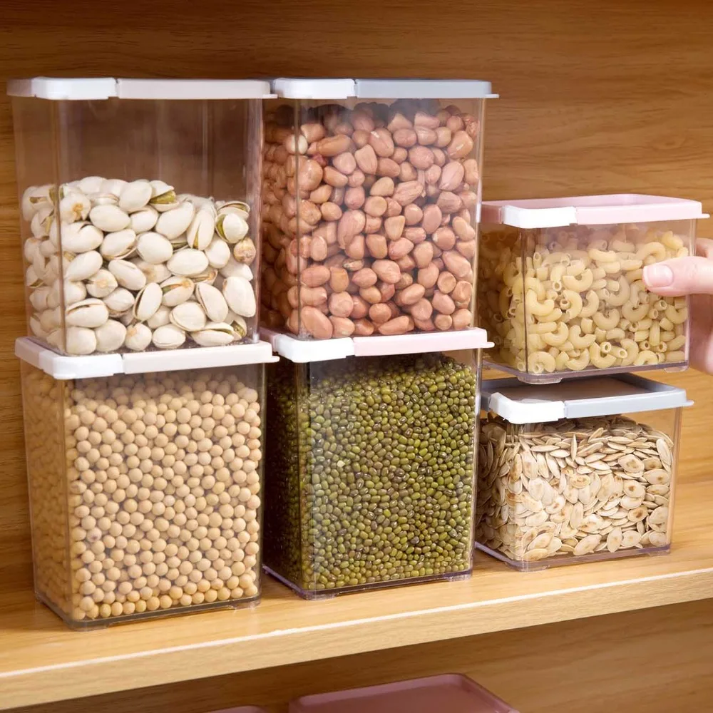 

Kitchen Food Storage Containers Refrigerator Organizer Tea Bean Grain Spice Food Storage Box Case Clear Eco-Friendly