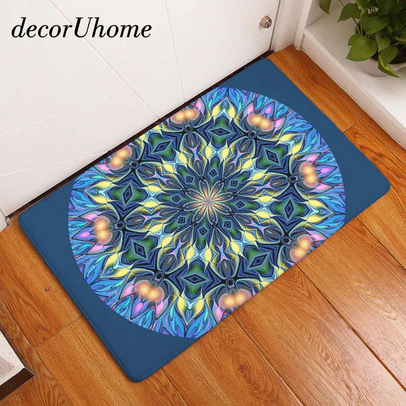 

decorUhome Bohemia Waterproof Anti-Slip India Floor Mat Hippe Flower Carpets Bedroom Rugs Decorative Stair Mats Home Decor Craft