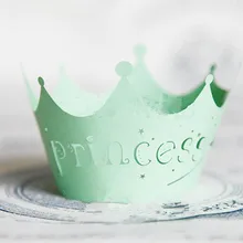 Зеленый Принцесса Корона торт чашки обертка для кексов, бумажные Формы для кексов вкладыши обертки украшения для девочек день рождения