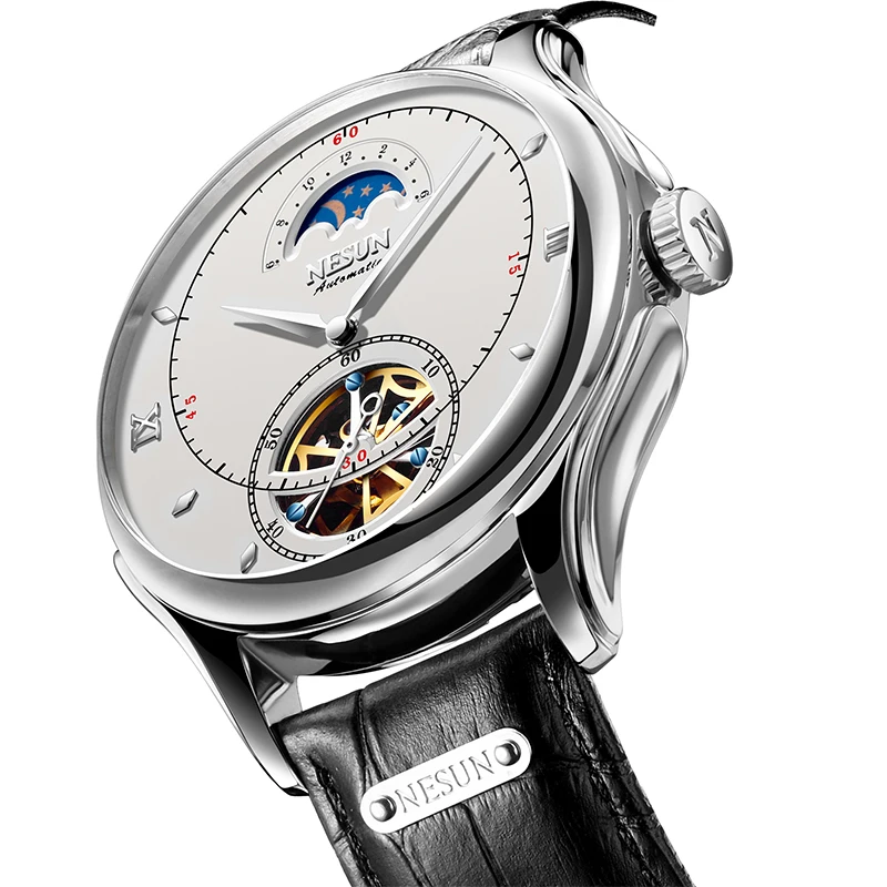 Мужские автоматические механические часы Nesun Tourbillion роскошные брендовые