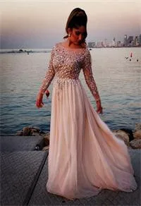 Real-Gorgeous-Crystal-Beaded-Prom-Dresses-Sheer-Scoop-Neck-Long-Sleeves-A-line-Floor-length-Chiffon