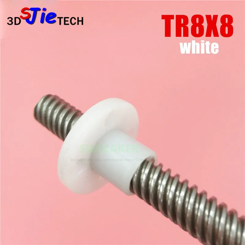 

SWMAKER 1pcs white T type POM nut T8 lead screw nut T8*8 Trapezoidal Screw Nuts Delrin Nuts 8mm Smooth for 3D printer parts