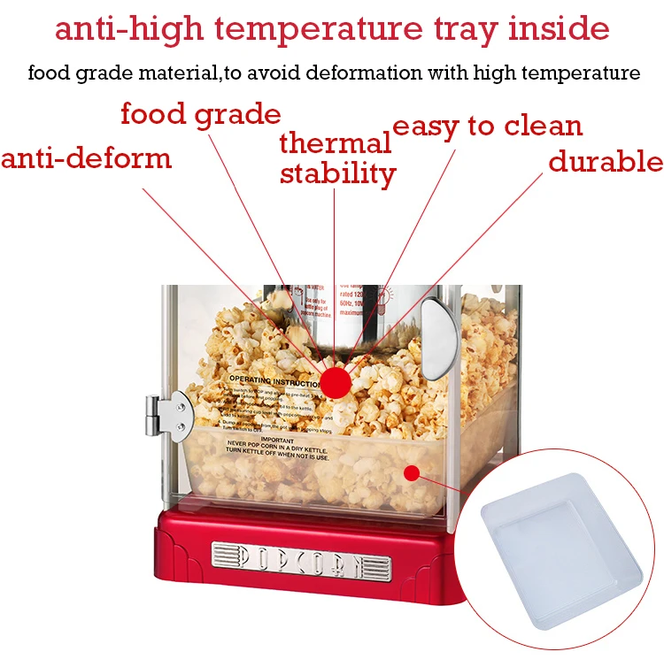 Электрическая машина для попкорна в американском стиле, автоматическая машина для изготовления горячего масла, попкорна из нержавеющей стали с антипригарным покрытием, машина для изготовления попкорна