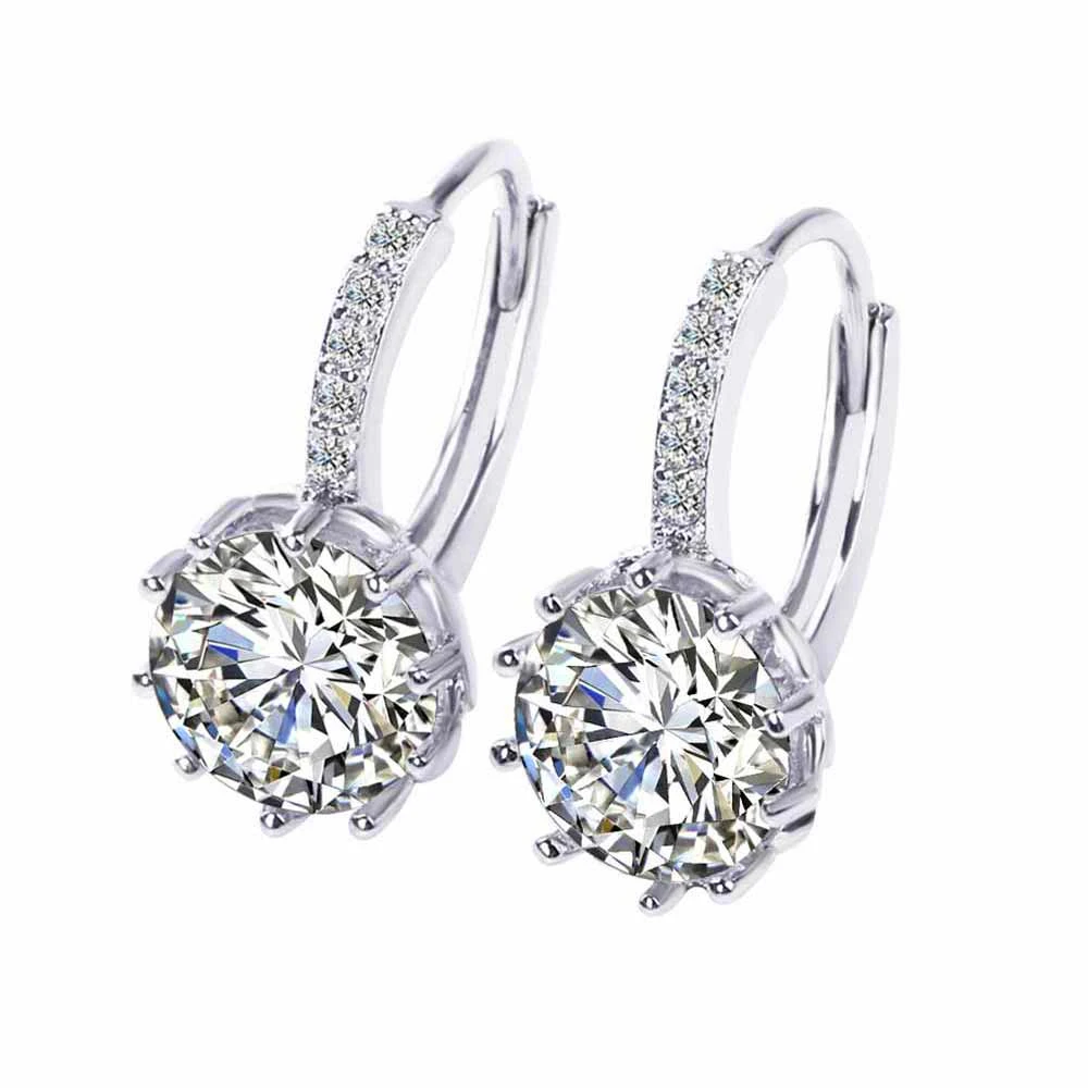 

Luxury AAA CZ Crystal Drop Earrings For Women Elegant Round Cubic Zircon Charm Flower Earrings Women Wedding Party Jewelry Gifts