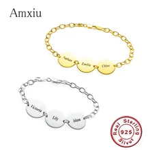 Amxiu Персонализированные 925 серебряный браслет браслеты гравировка три названия Браслеты DIY пользовательские ювелирные изделия для семьи Подарок для сестры