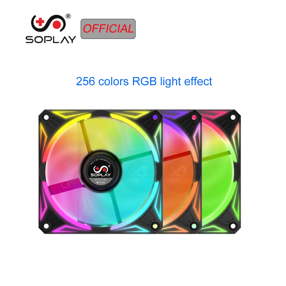 

SOPLAY RGB LED PC Case Cooler 120MM PC Fan PWM Adjustable Color Computer Case Fan Cooler Hydraulic Bearing For Computer Fan