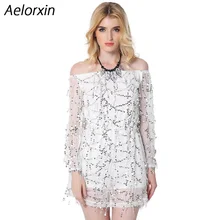 Aelorxin 2017 Women Sexy Mini Summer Dress Slash Neck Vestidos Sequined Ukraine Party Dresses Brazil Female Vestidos Mujer