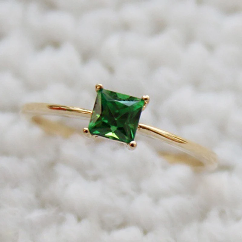 Модный дизайн кольцо Большое Квадратное кольцо с зеленым камнем для женщин украшение для свадьбы помолвки подарок роскошный инкрустированный камень кольца