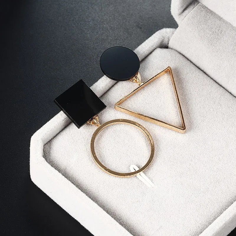 New Fashion Geometric Stud Earrings For Women Round Triangle Design Elegant Earrings For Birthday Wedding Gift