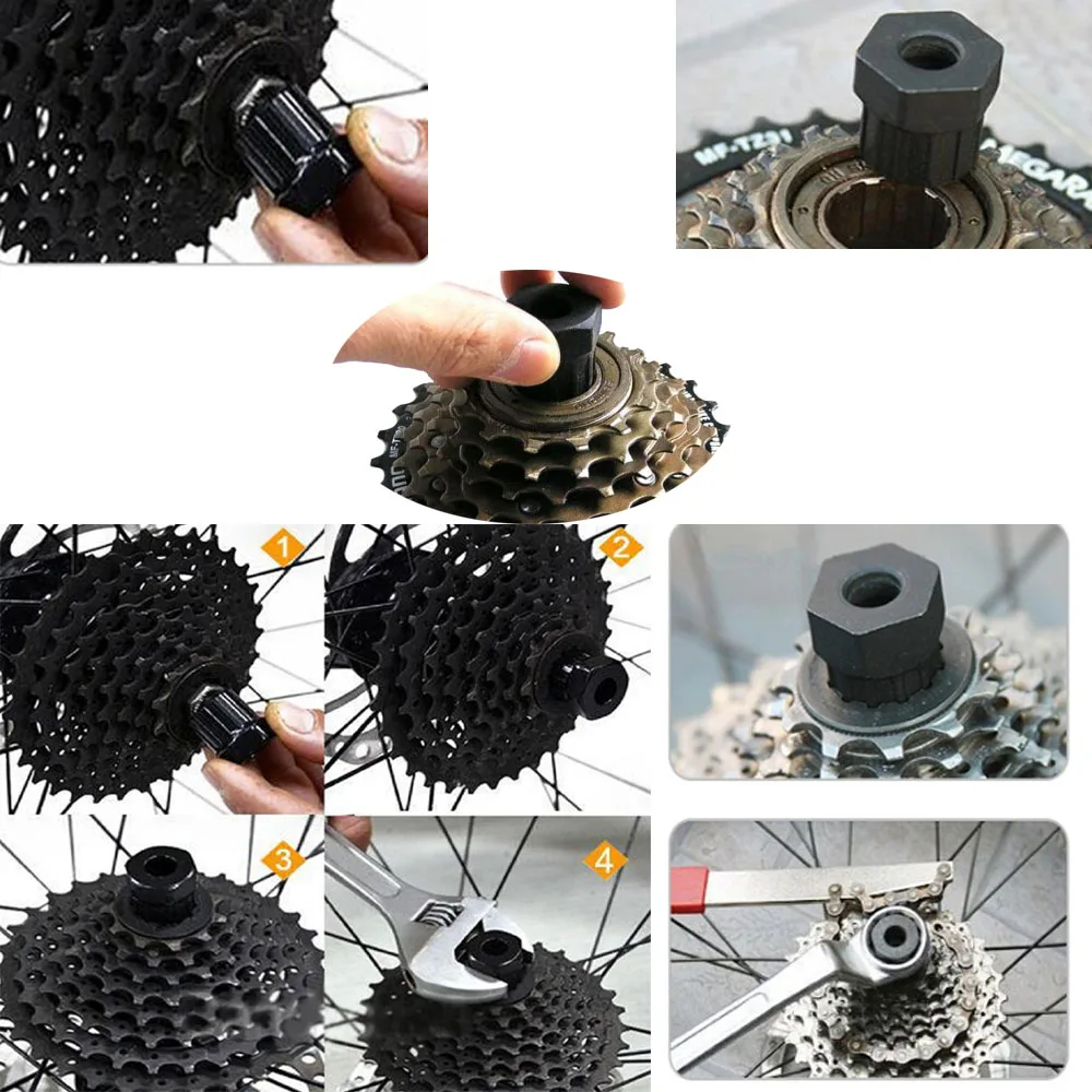2Pcs Black Carbon Steel Bicycle Cassette Flywheel Freewheel Lockring