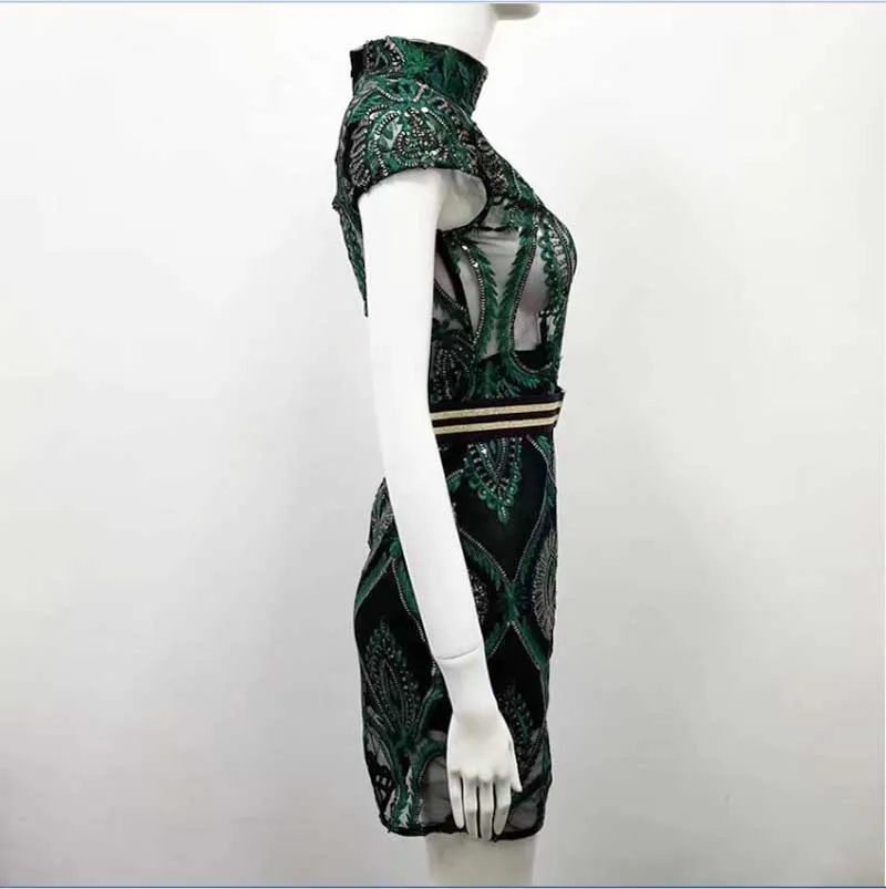 Модное летнее платье с блестками, элегантные женские платья, черные и Зеленые Сексуальные вечерние платья
