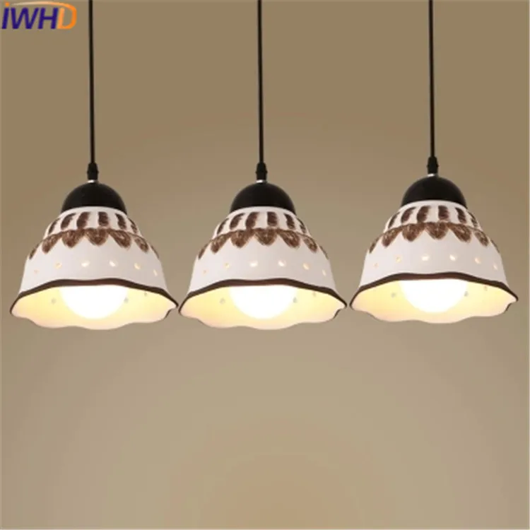 

IWHD Ceramic Pendant Lamp Lamparas de techo colgante moderna Dining Room Suspension Luminaire Home Lighting Fixtures Hanglamp