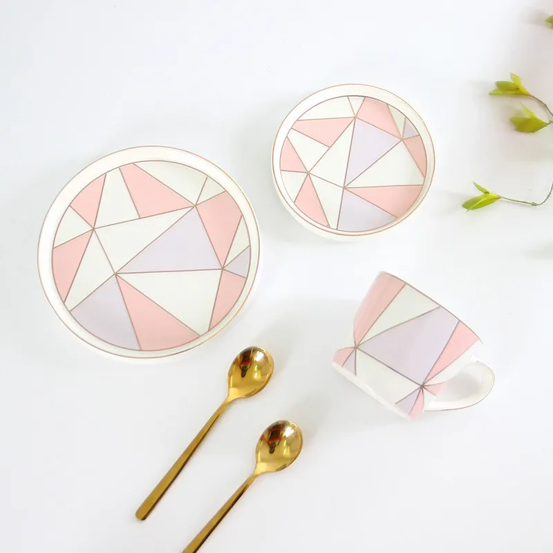 Ceramic Geometry Dinnerware Set Nordic Colorful Dinner Plate Set Dessert Food Tray Salad Bowl Coffee Mug Western Food Tableware Ceramic Geometry Dinnerware Set Nordic Colorful Dinner Plate Set Dessert Food Tray Salad Bowl Coffee Mug Western Food Tableware