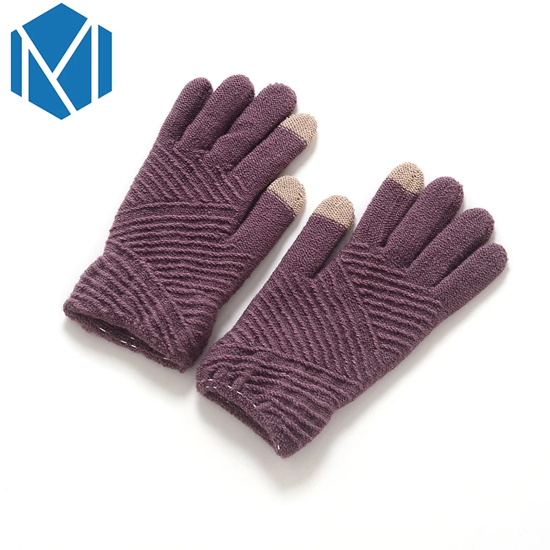 M MISM однотонные вязаные перчатки для женщин/мужчин унисекс шерсть полный палец Зимние перчатки классические плотные теплые эластичные рукавицы Manopla