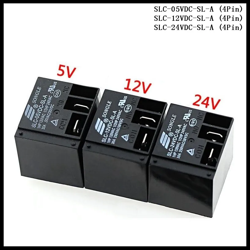 2 шт./лот SONGLE Мощность реле SLC-05VDC-SL-A / SLC-12VDC-SL-A SLC-24VDC-SL-A 4Pin 5 В 12 24 постоянного тока 30A