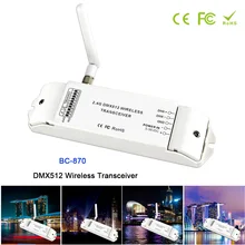 BC-870 DMX512 Wireless Transceiver Multi-usage DMX signal transmitter set as a receiver or emitter controller;DC5V-36V 2 4g wireless dmx512 transceiver and receiver easy to use embedded inside the light