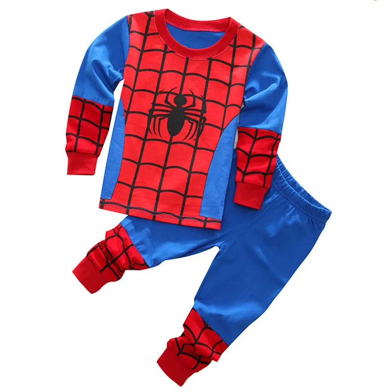 

Baby Boy's Clothes Children's Pajamas Set 100% Cotton Premium Kids Pajamas Children's Long Sleeve Spider-Man Cartoon Set 2-7T