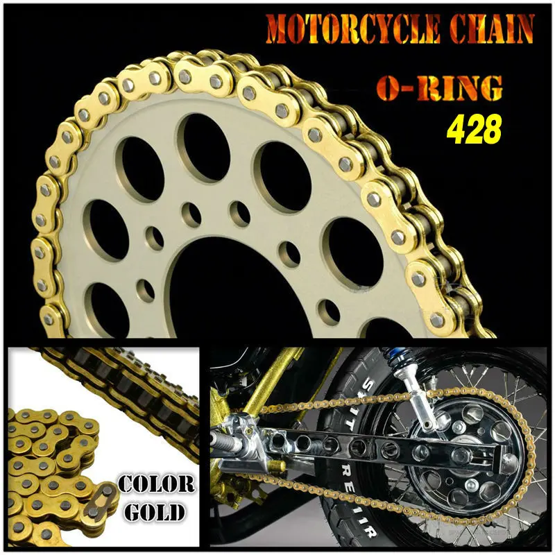 Мотоцикл Универсальный приводной цепи золото уплотнительное кольцо 428 Длина 136 для TZR125 XT225 XG250